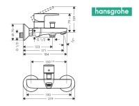 MEDIDAS MONOMANDO BAÑO VERNIS BLEND HANSGROHE